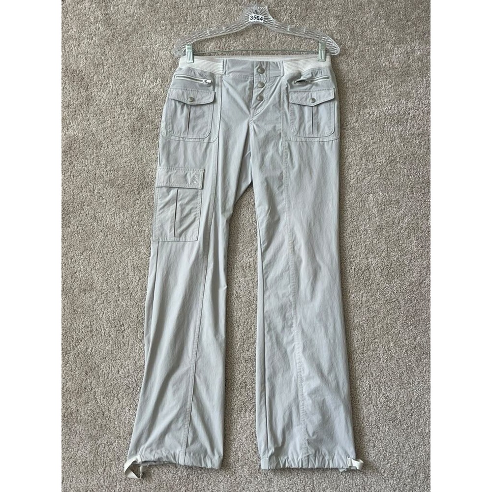 FP Movement Free People Women Light Gray Cargo Ripstop Pants Size S Button Fly